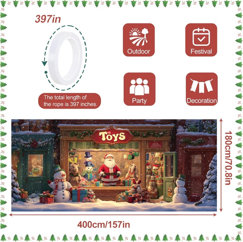 ANNA QUEEN Santa Store Garage Door Decorations 6x13FT, Christmas Window Display Backdrop, Outdoor Holiday Banner, Garage door Mural for Xmas Party Home Decor - Image 4